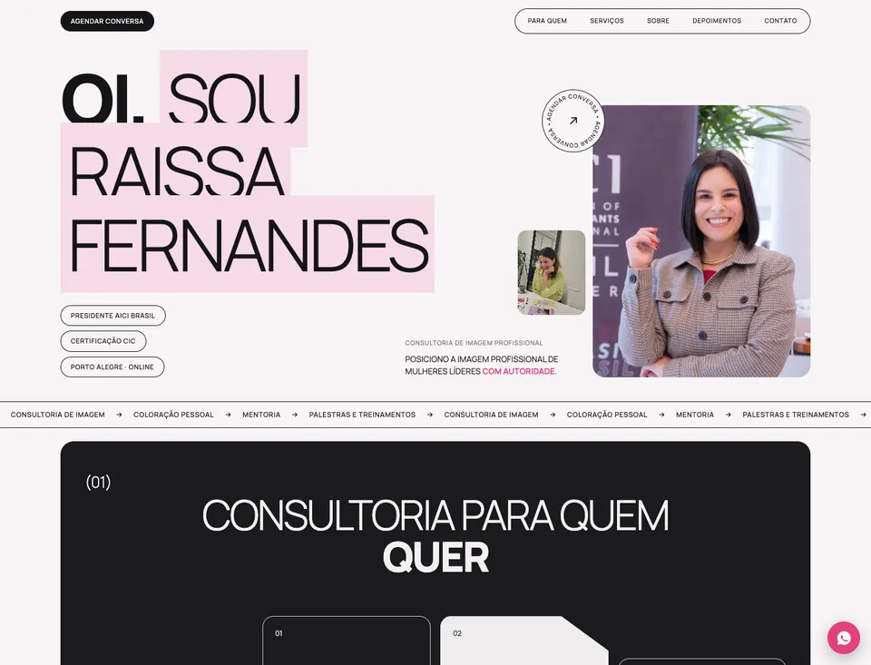 Site de Raissa Fernandes, consultoria de imagem